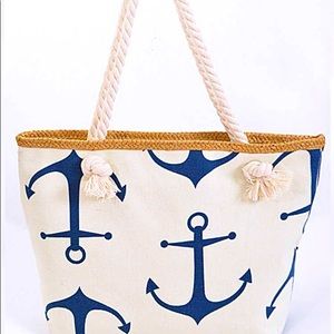 Anchor Printed Canvas Summer Tote